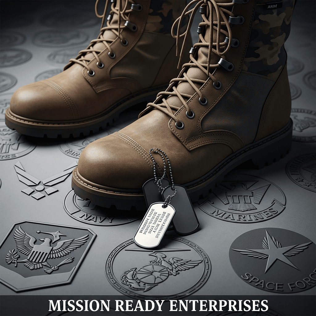 Veteran Army Boots with Dog Tags